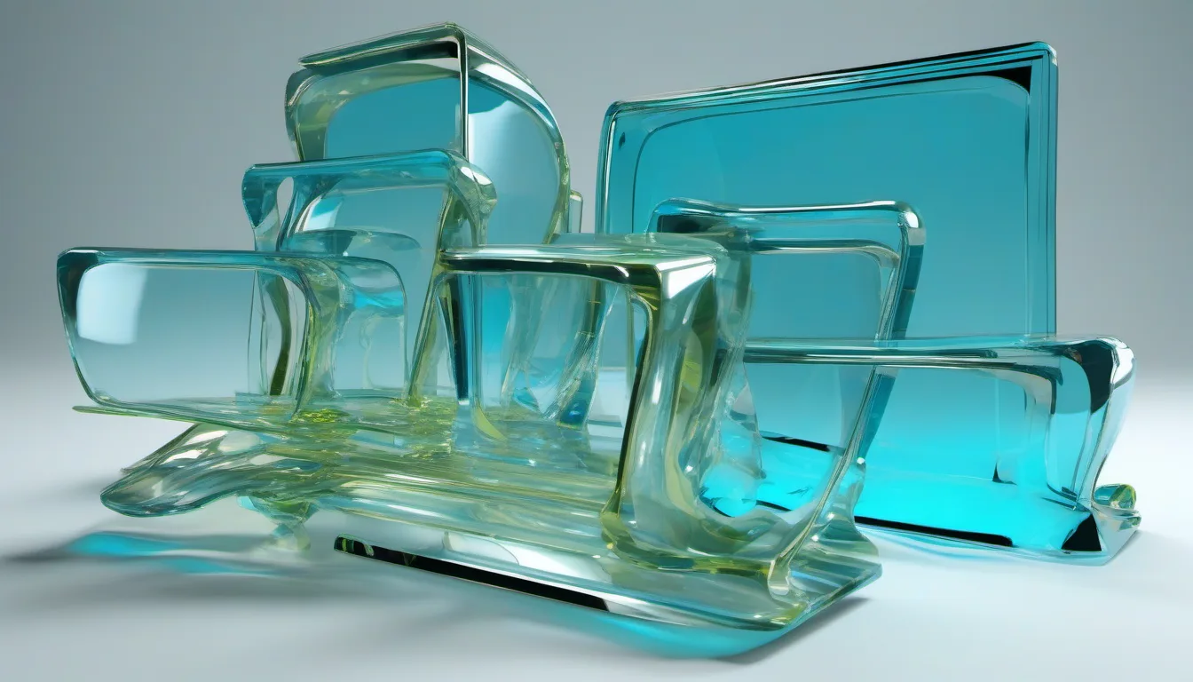 Glowing blue abstract code streams flowing through glass panels