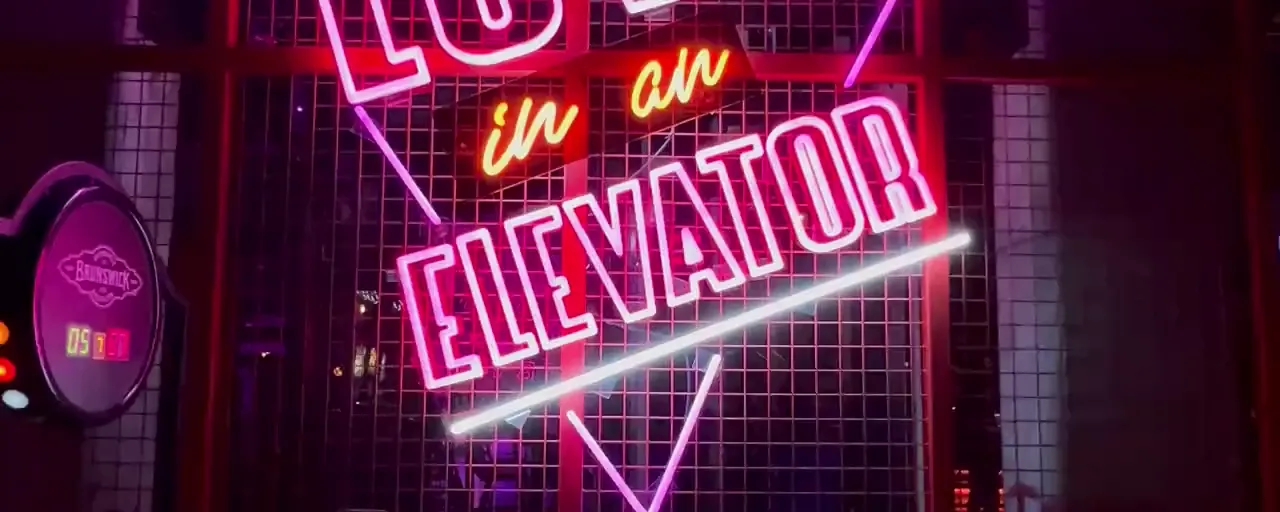 Neon lights in a retro arcade