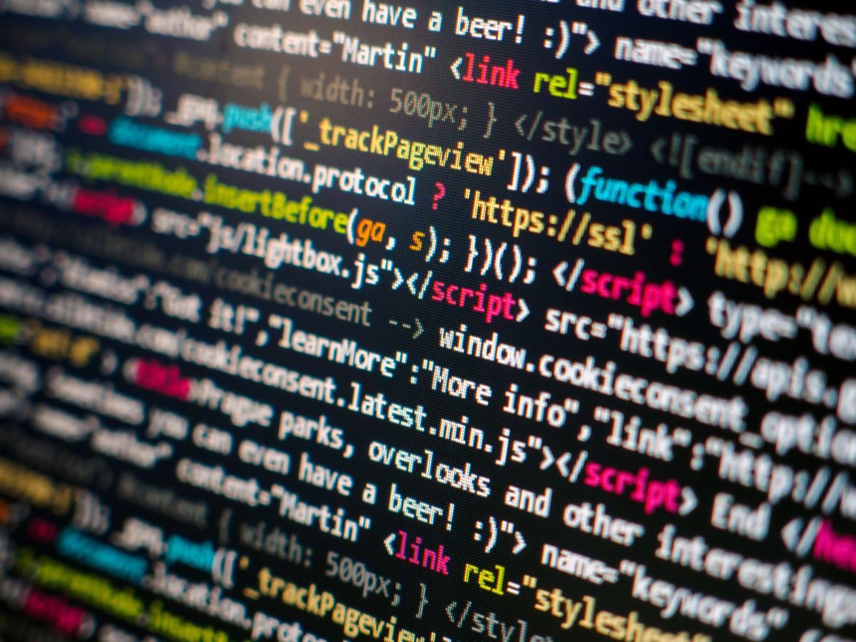 Close-up of programming code on a screen